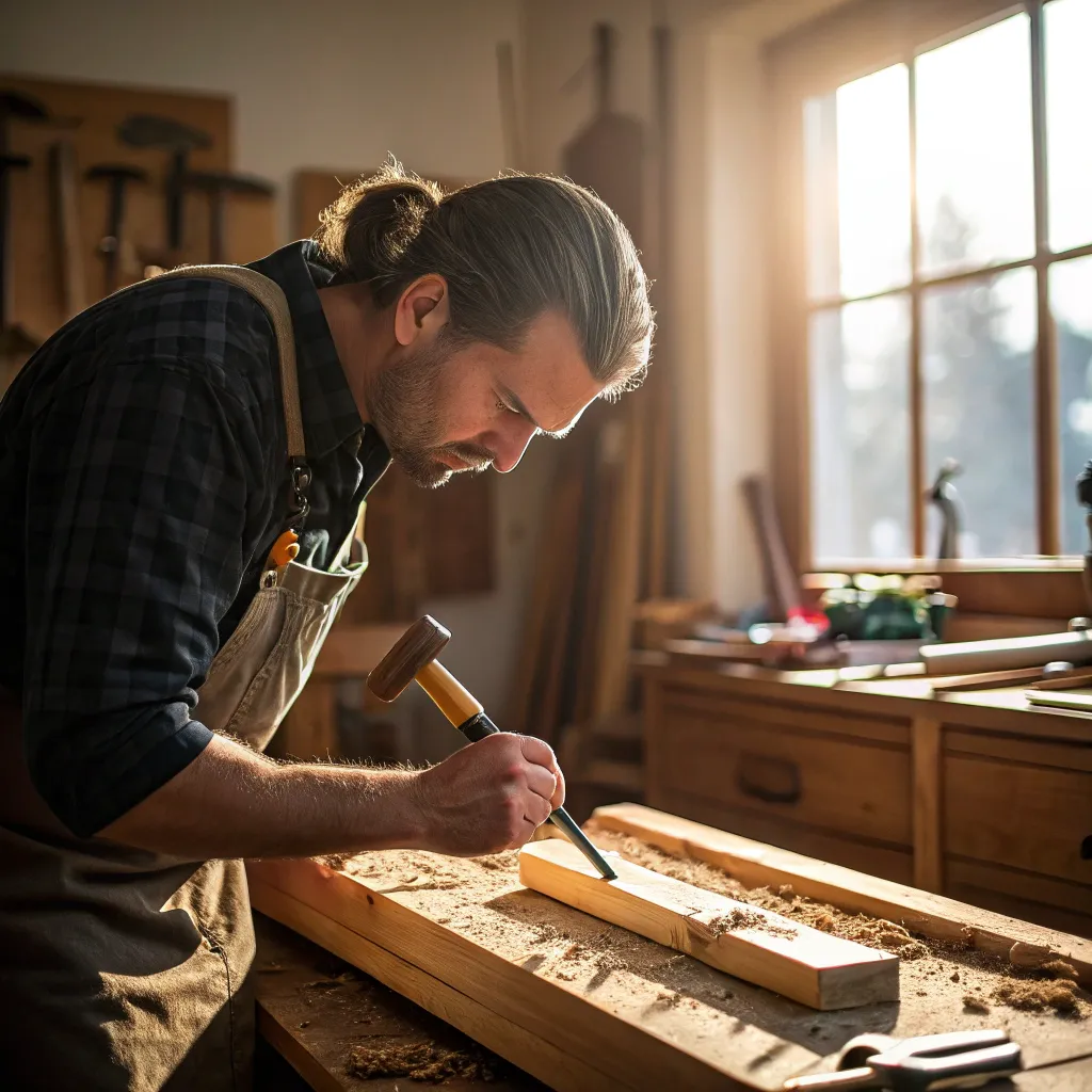 Craftsman working with wood